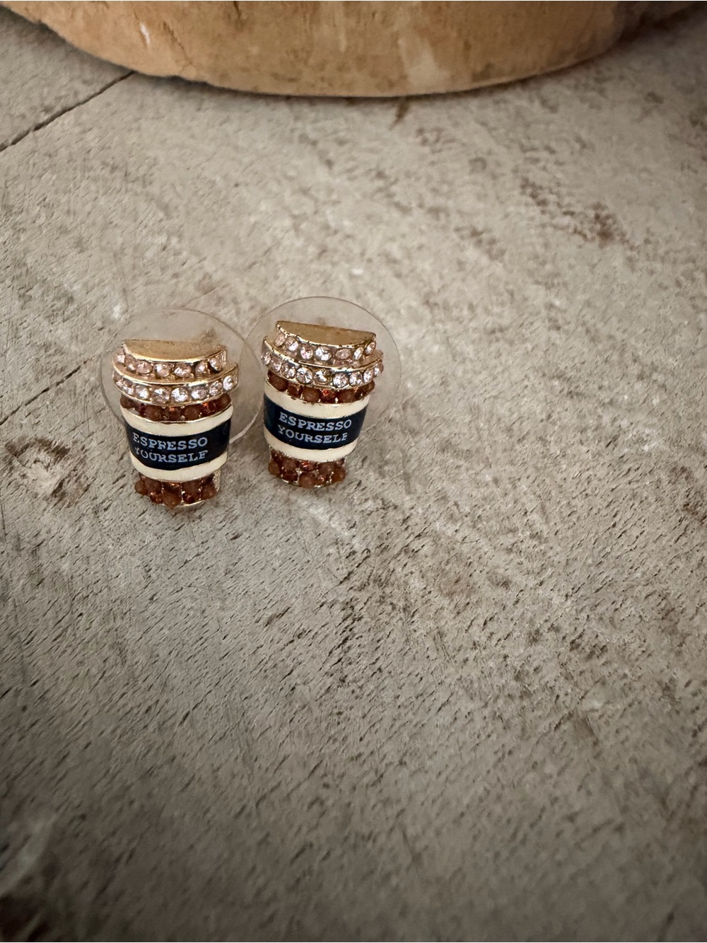 BaubleBar  Gold and Navy 'Espresso Yourself' Stud Earrings